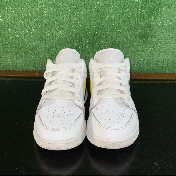 Nike Air Jordan 1 Low White Multi Neon Color CW7035-100 Gradeschool Girl Size 5Y - Picture 2 of 6